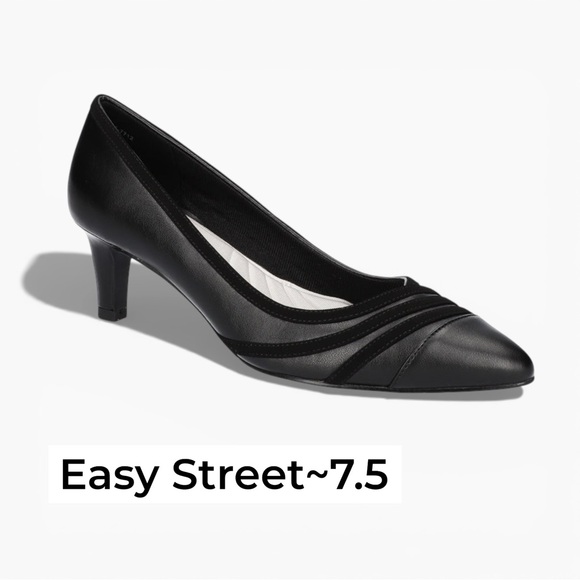 easy street Shoes - Easy Street Classic Nobel Black Pointed Toe Kitten Heels 7.5 M Wedding Office